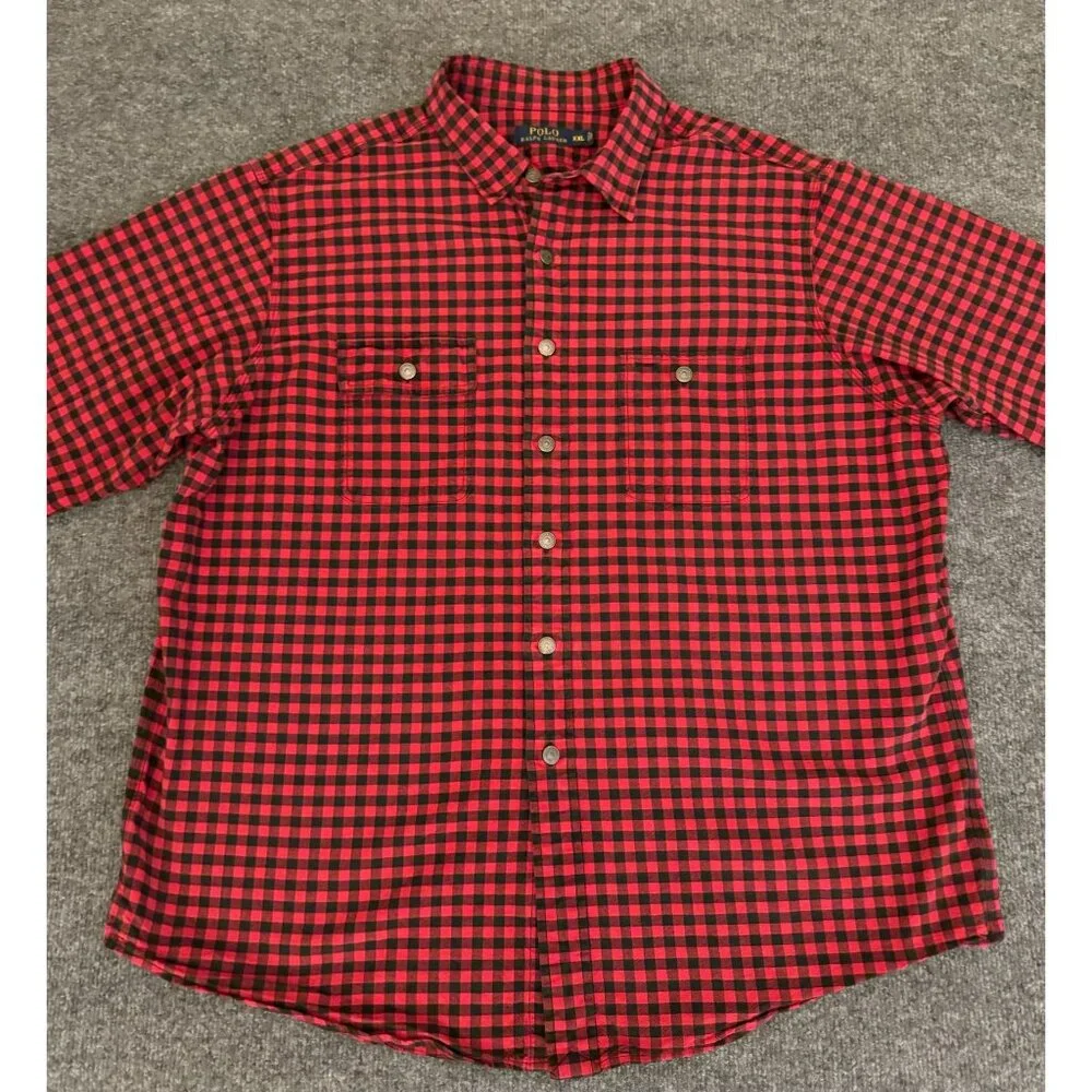 Polo Ralph Lauren Buffalo Plaid Button Down Shirt Men's Large‎ Western Preppy